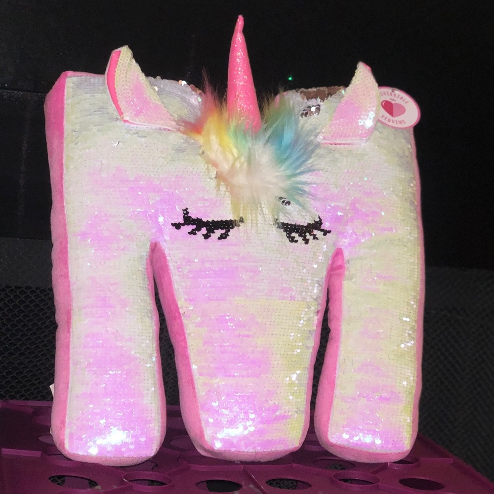 Justice Unicorn Flip Sequin M pillow - EUC